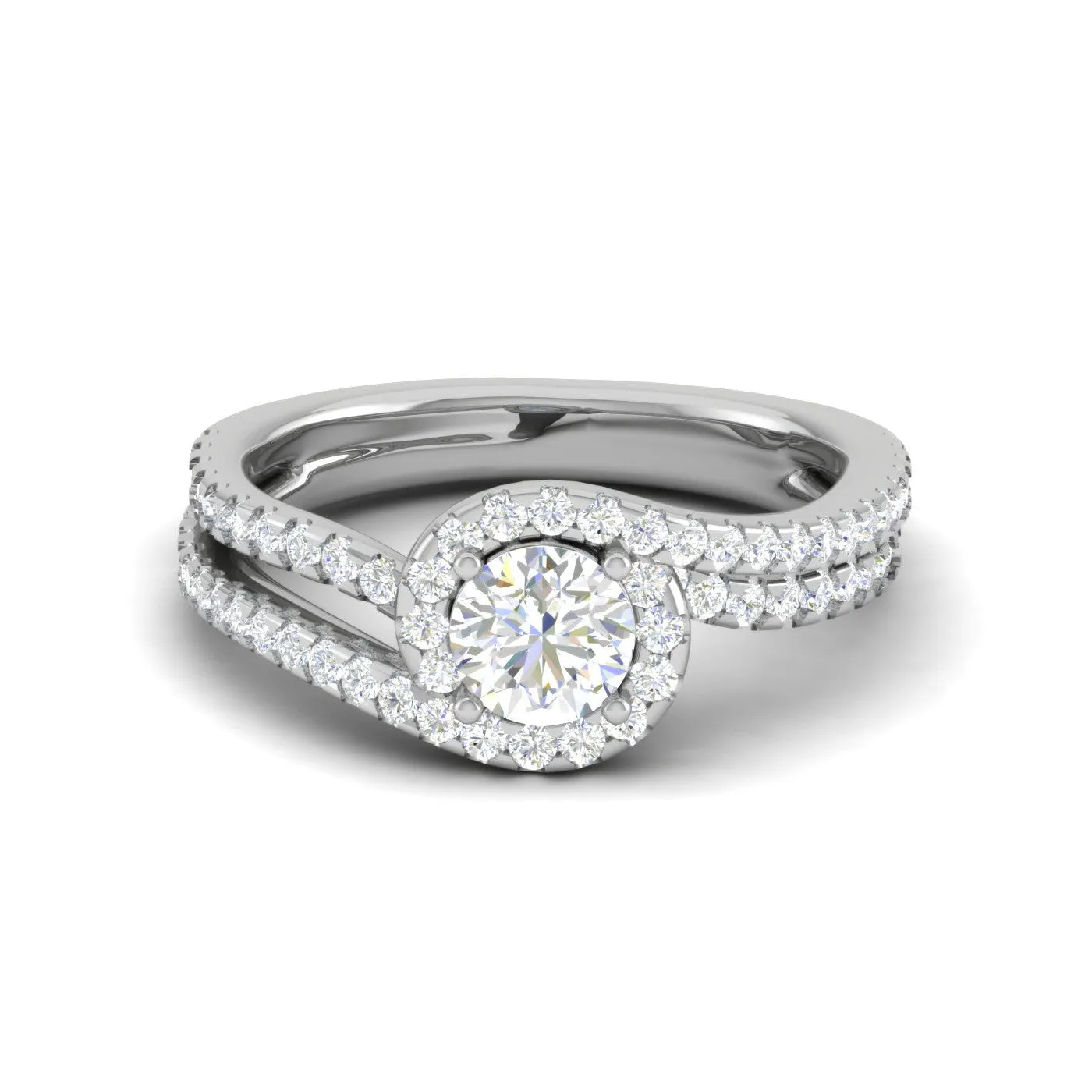 0.50cts Solitaire Halo Diamond Split Shank Platinum Ring JL PT TR1639M