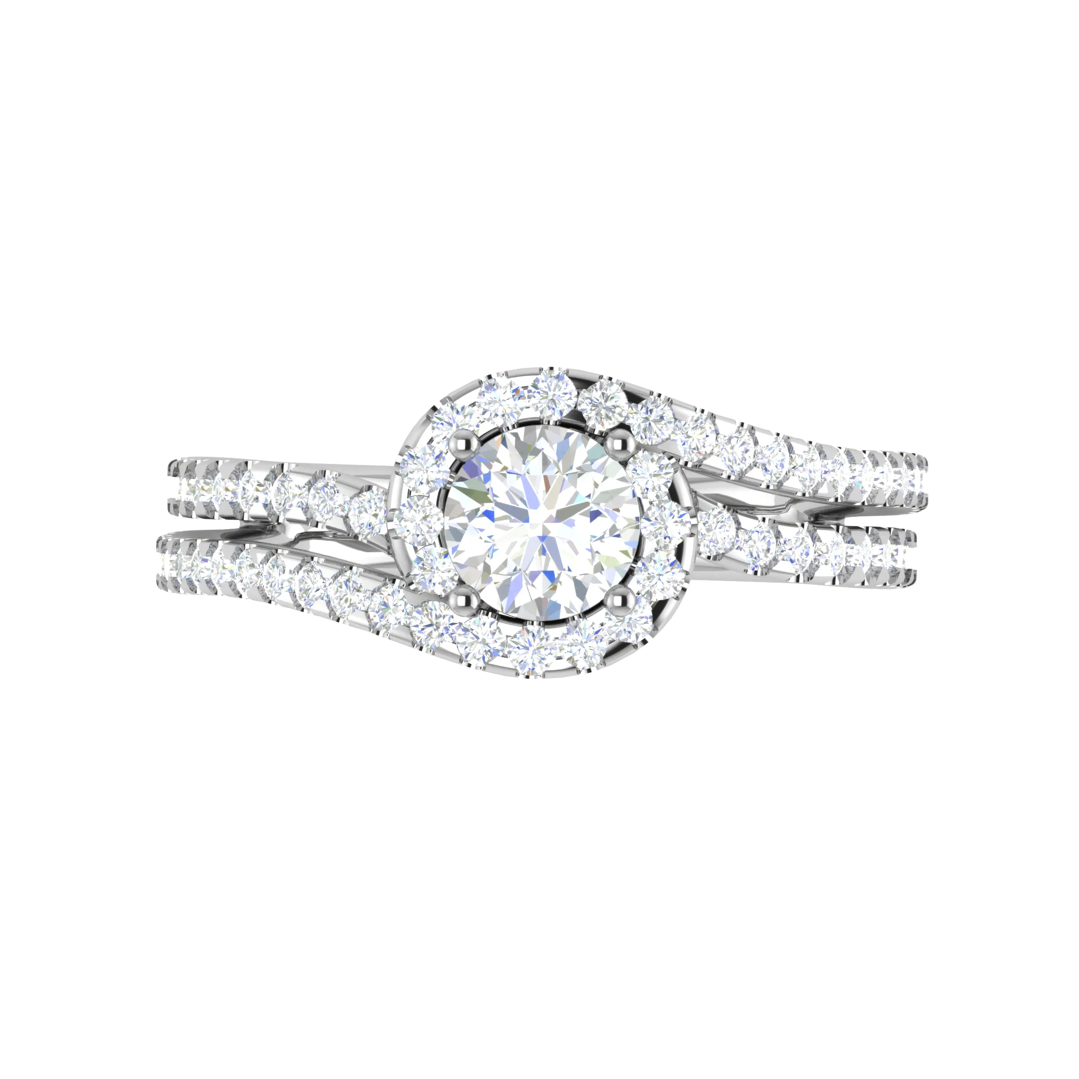 0.50cts Solitaire Halo Diamond Split Shank Platinum Ring JL PT TR1639M