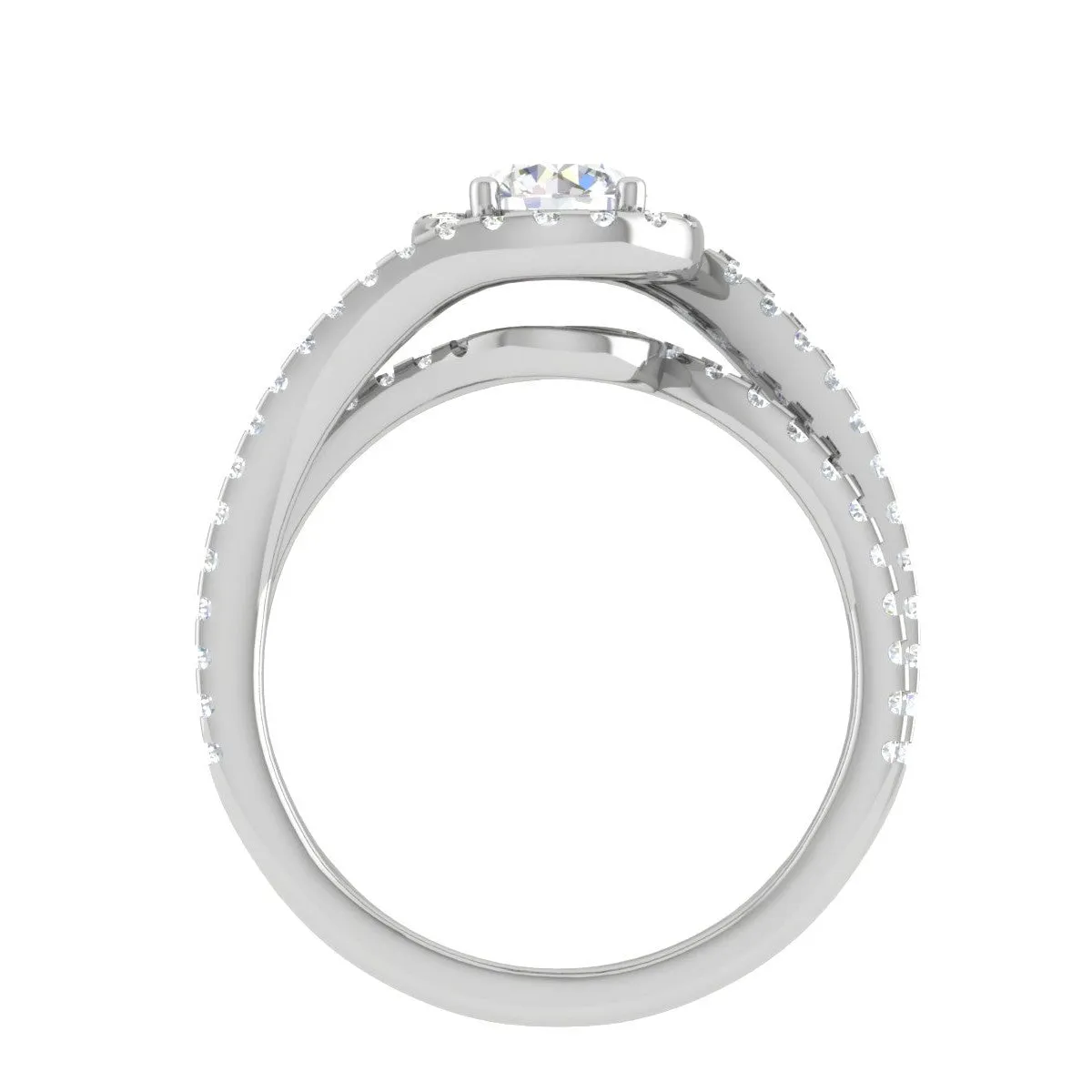0.50cts Solitaire Halo Diamond Split Shank Platinum Ring JL PT TR1639M