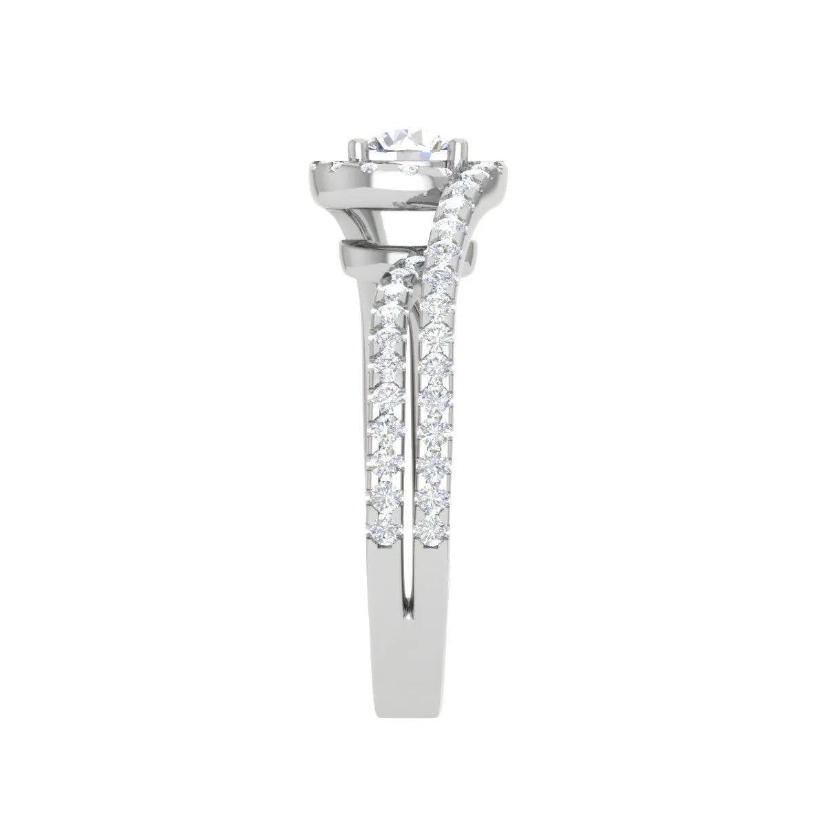 0.50cts Solitaire Halo Diamond Split Shank Platinum Ring JL PT TR1639M