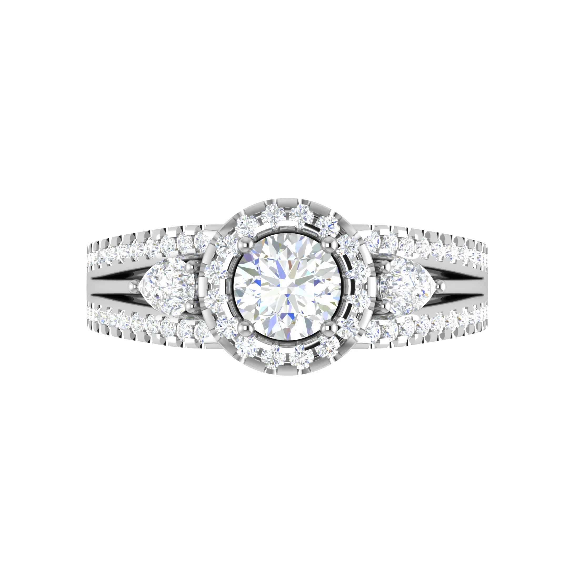 0.50cts Solitaire Halo Diamond Split Shank with Pear Diamond Platinum Ring JL PT R3 RD 152