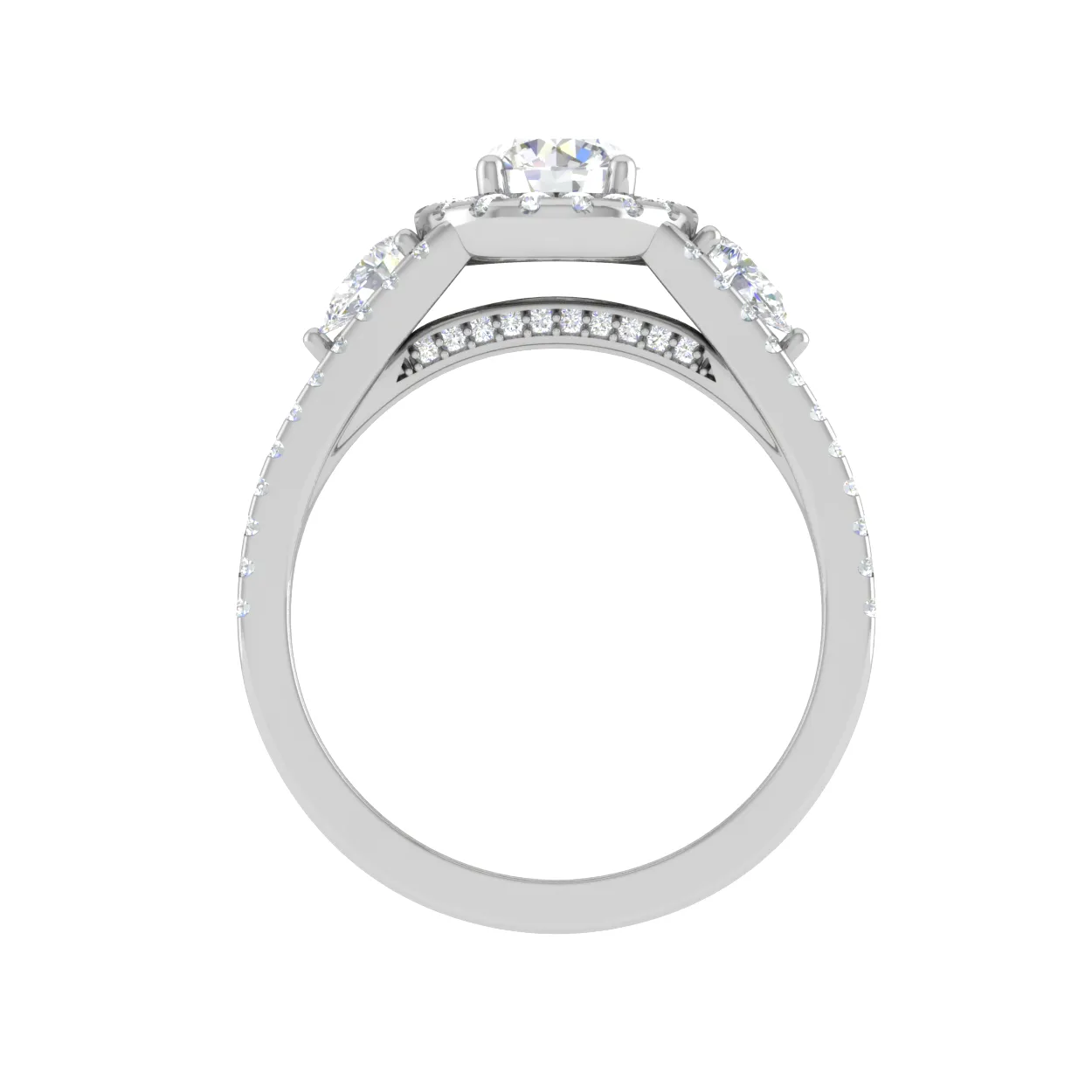 0.50cts Solitaire Halo Diamond Split Shank with Pear Diamond Platinum Ring JL PT R3 RD 152