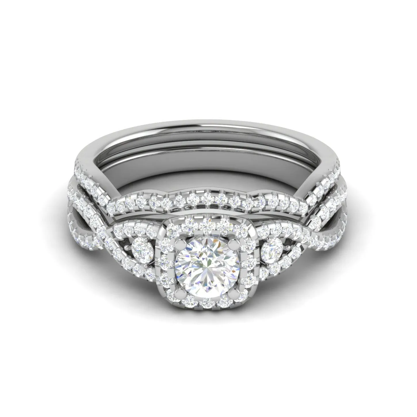 0.50cts Solitaire Halo Diamond Twisted Shank Platinum Ring JL PT RV RD 163