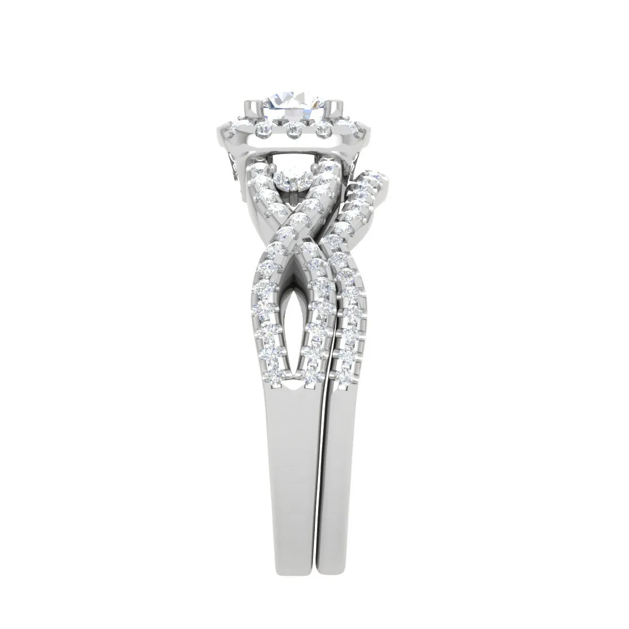 0.50cts Solitaire Halo Diamond Twisted Shank Platinum Ring JL PT RV RD 163