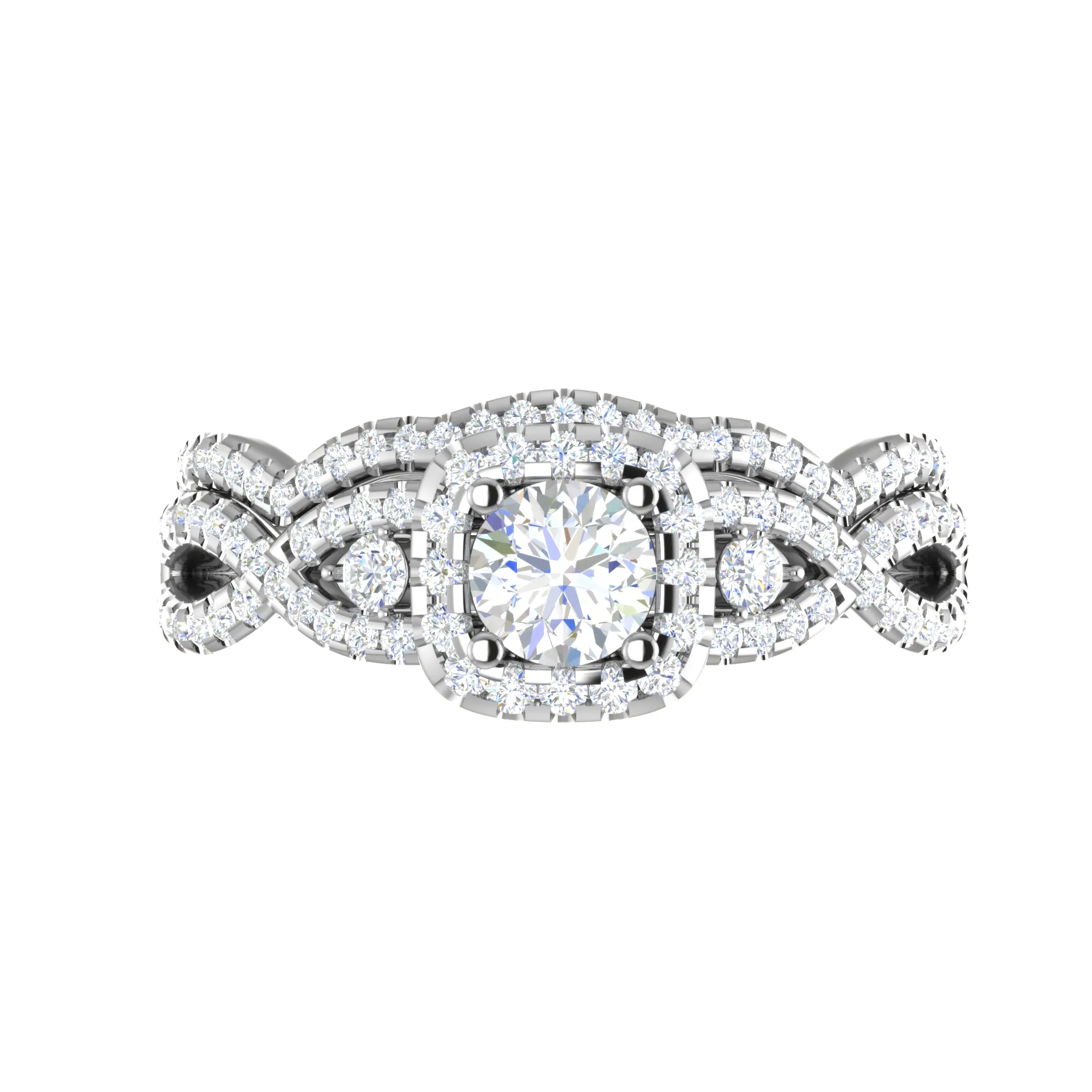 0.50cts Solitaire Halo Diamond Twisted Shank Platinum Ring JL PT RV RD 163