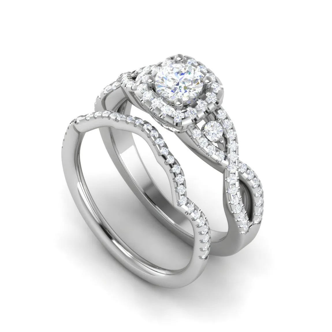 0.50cts Solitaire Halo Diamond Twisted Shank Platinum Ring JL PT RV RD 163
