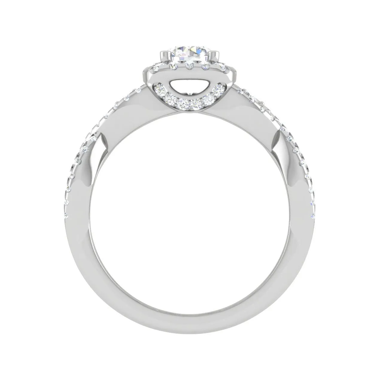 0.50cts Solitaire Halo Diamond Twisted Shank Platinum Ring JL PT RV RD 163