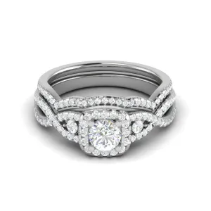0.50cts Solitaire Halo Diamond Twisted Shank Platinum Ring JL PT RV RD 163