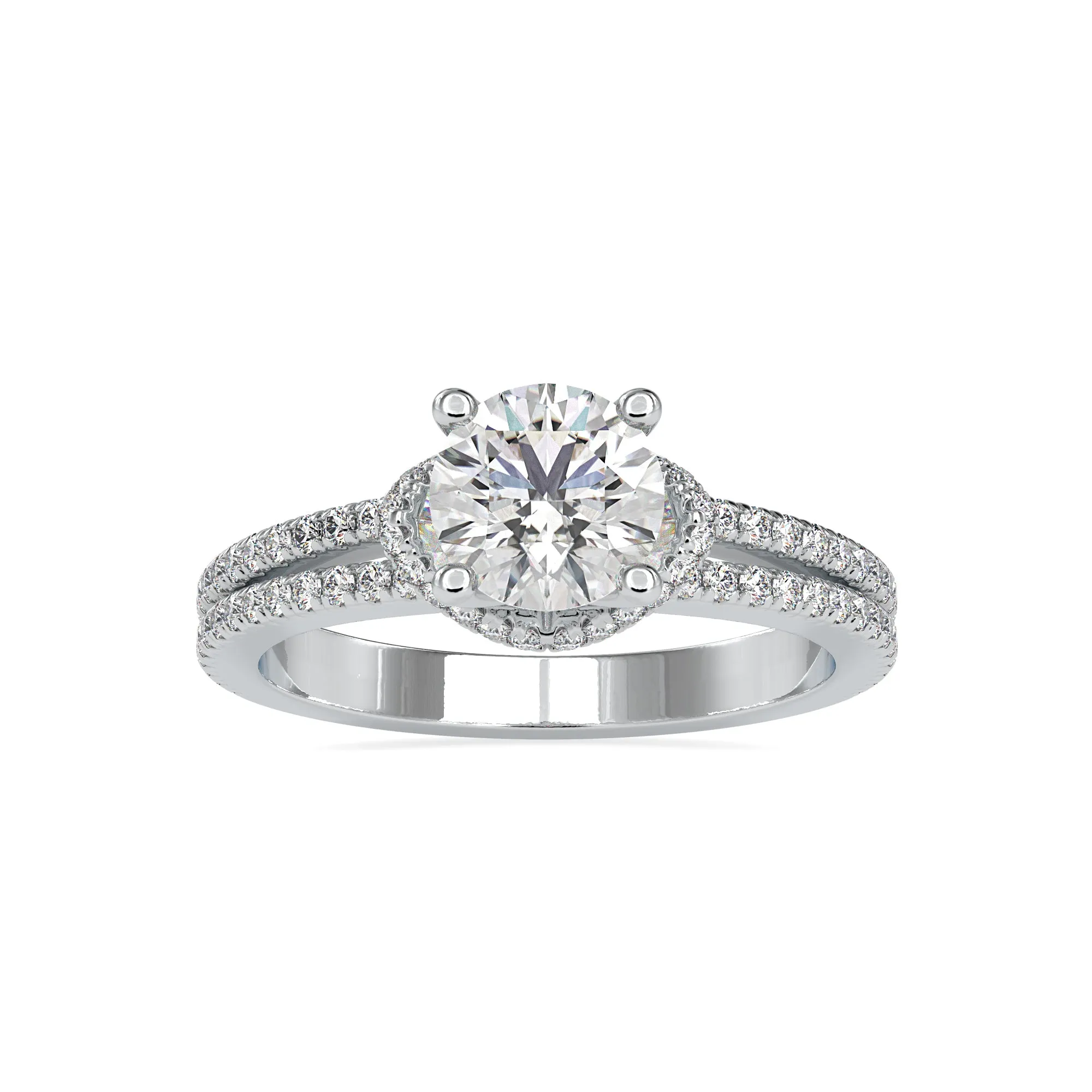 0.50cts. Solitaire Platinum Diamond Split Shank Engagement Ring JL PT 0073