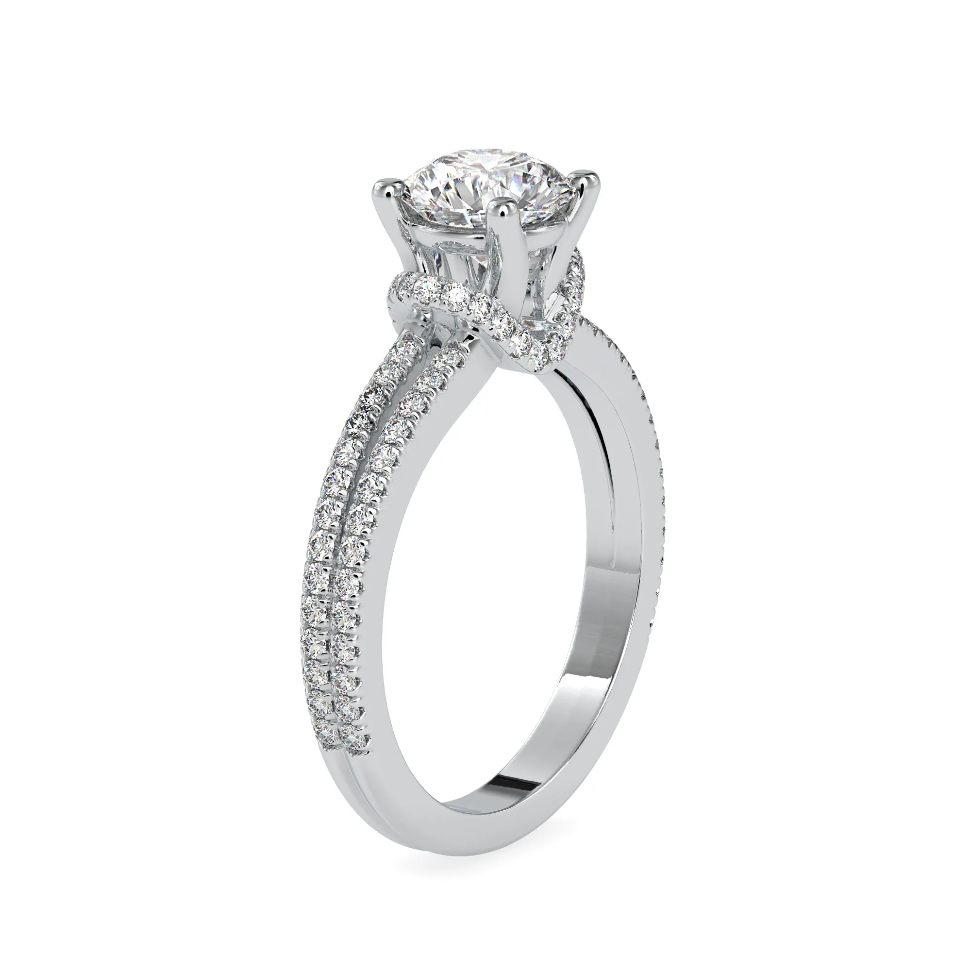 0.50cts. Solitaire Platinum Diamond Split Shank Engagement Ring JL PT 0073