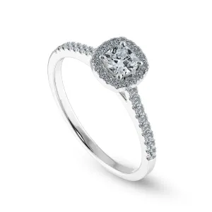 0.70cts. Cushion Cut Solitaire Diamond Halo Shank Platinum Engagement Ring JL PT 1195-A