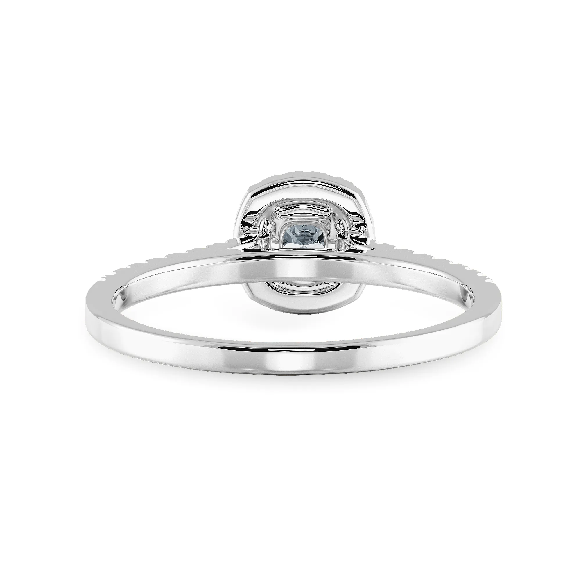 0.70cts. Cushion Cut Solitaire Diamond Halo Shank Platinum Engagement Ring JL PT 1195-A