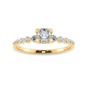 0.70cts. Cushion Cut Solitaire Halo Diamond Accents 18K Yellow Gold Ring JL AU 2005Y-B