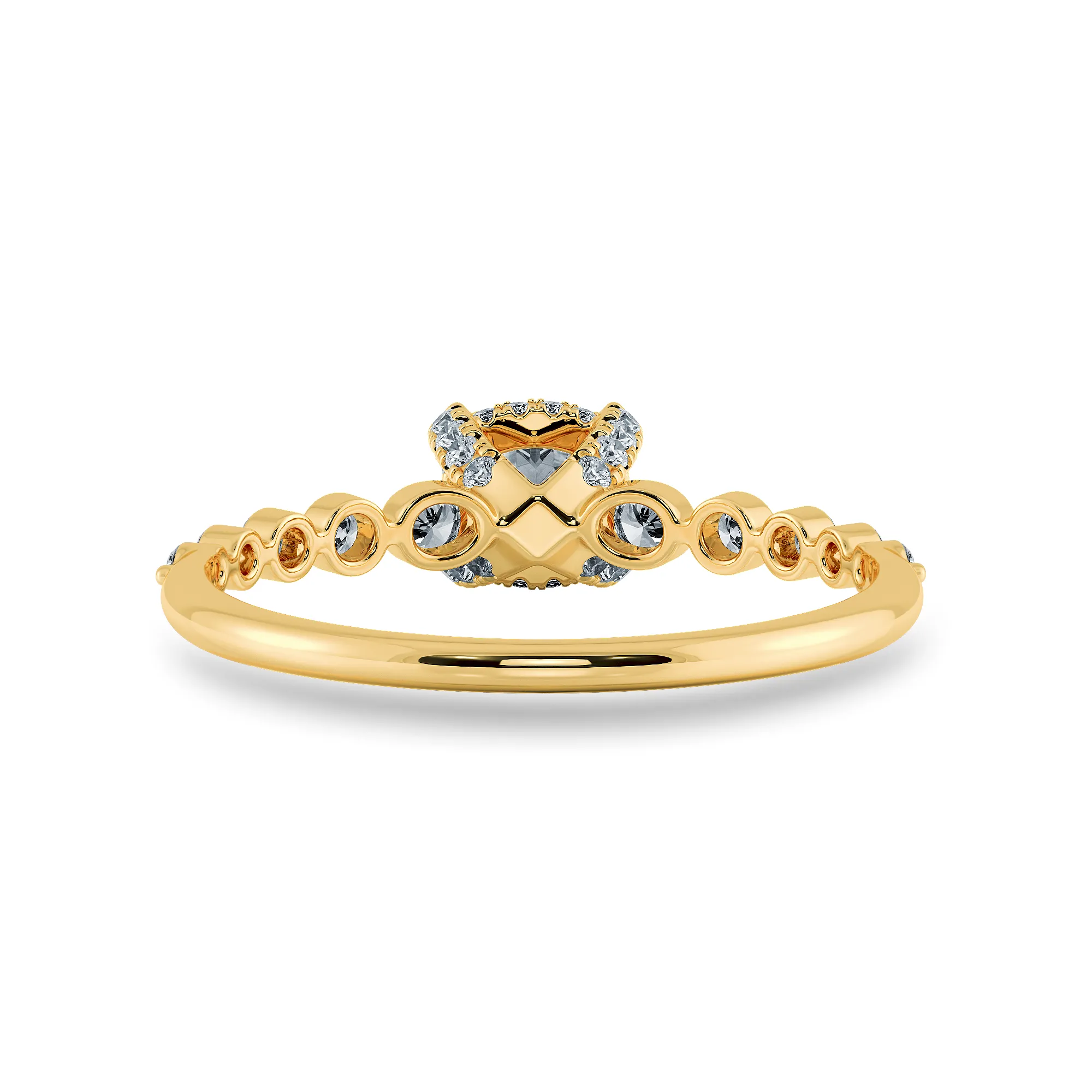 0.70cts. Cushion Cut Solitaire Halo Diamond Accents 18K Yellow Gold Ring JL AU 2005Y-B