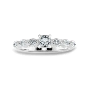 0.70cts. Cushion Cut Solitaire with Marquise Cut Diamond Accents Platinum Ring JL PT 2013-B