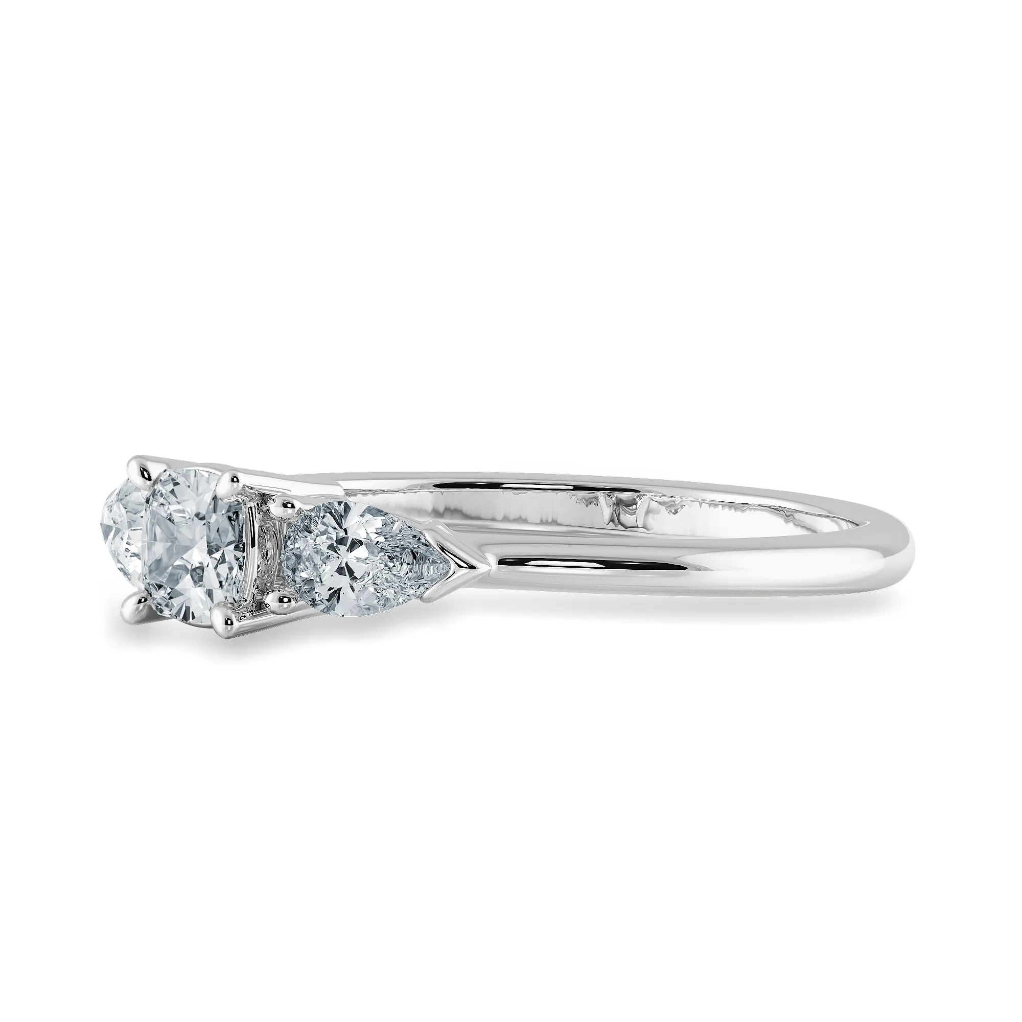0.70cts. Cushion Cut Solitaire with Pear Cut Diamond Accents Platinum Engagement Ring JL PT 1203-B
