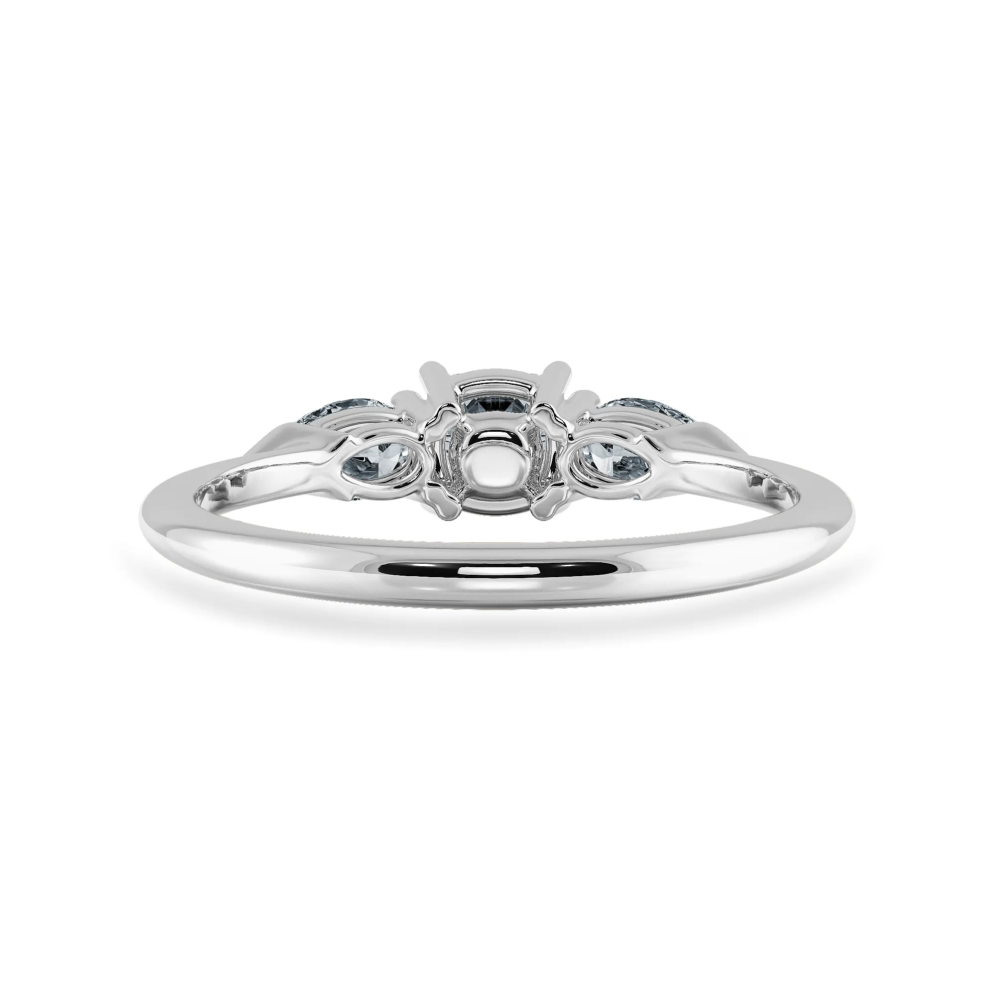 0.70cts. Cushion Cut Solitaire with Pear Cut Diamond Accents Platinum Engagement Ring JL PT 1203-B