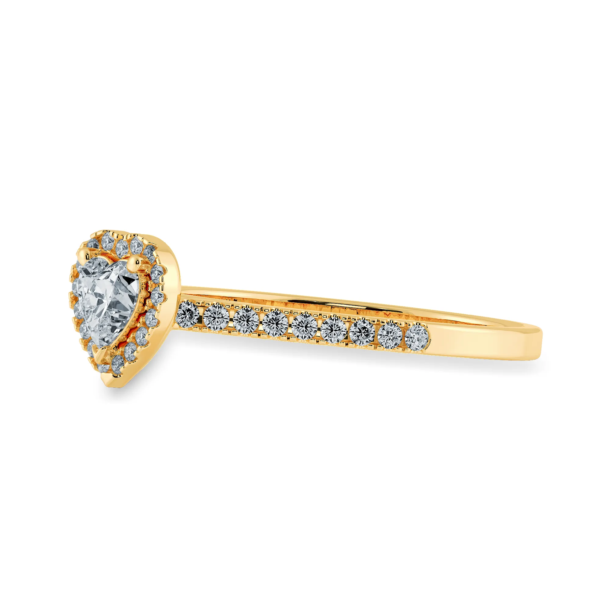 0.70cts. Heart Cut Solitaire Halo Diamond Shank 18K Yellow Gold Ring JL AU 1198Y-B