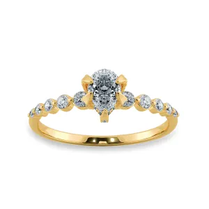 0.70cts. Pear Cut Solitaire Halo Diamond Accents 18K Yellow Gold Ring JL AU 2009Y-B