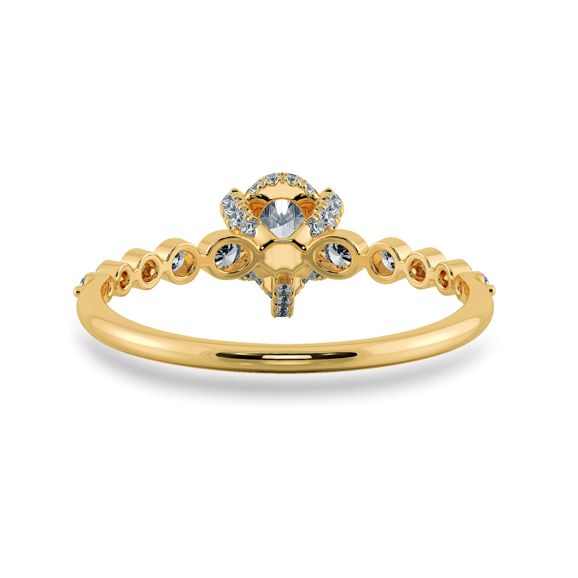 0.70cts. Pear Cut Solitaire Halo Diamond Accents 18K Yellow Gold Ring JL AU 2009Y-B