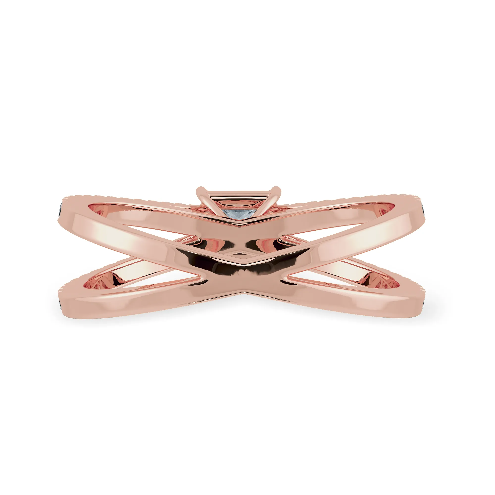 0.70cts. Princess Cut Solitaire Diamond Split Shank 18K Rose Gold Ring JL AU 1170R-B