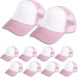 10 Pack Sublimation Blank Baseball Cap Adjustable Hat Polyester Mesh Trucker Hats for Men and Women
