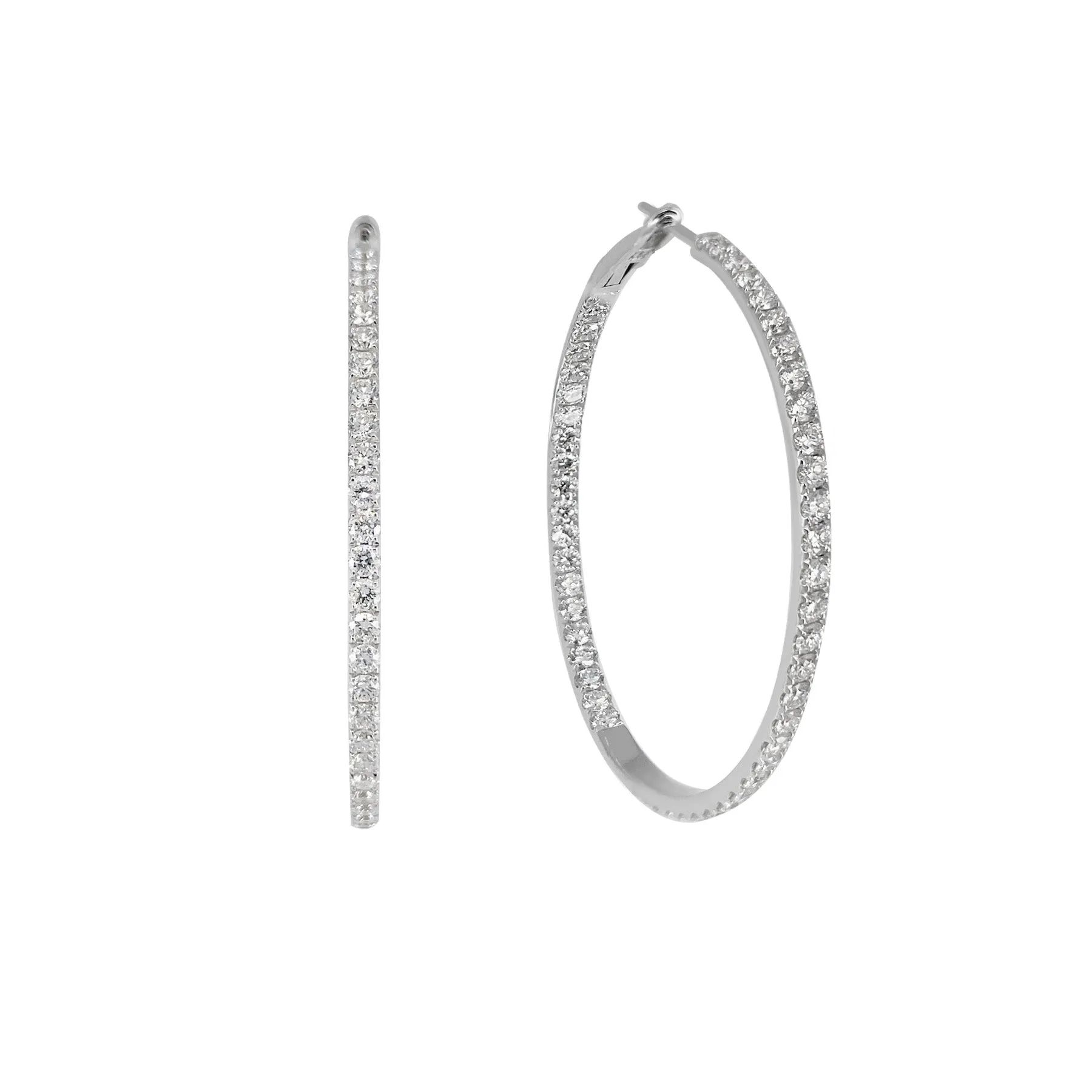 18K White Gold Tdw. 3.17ct Diamond Earrings - 20724528