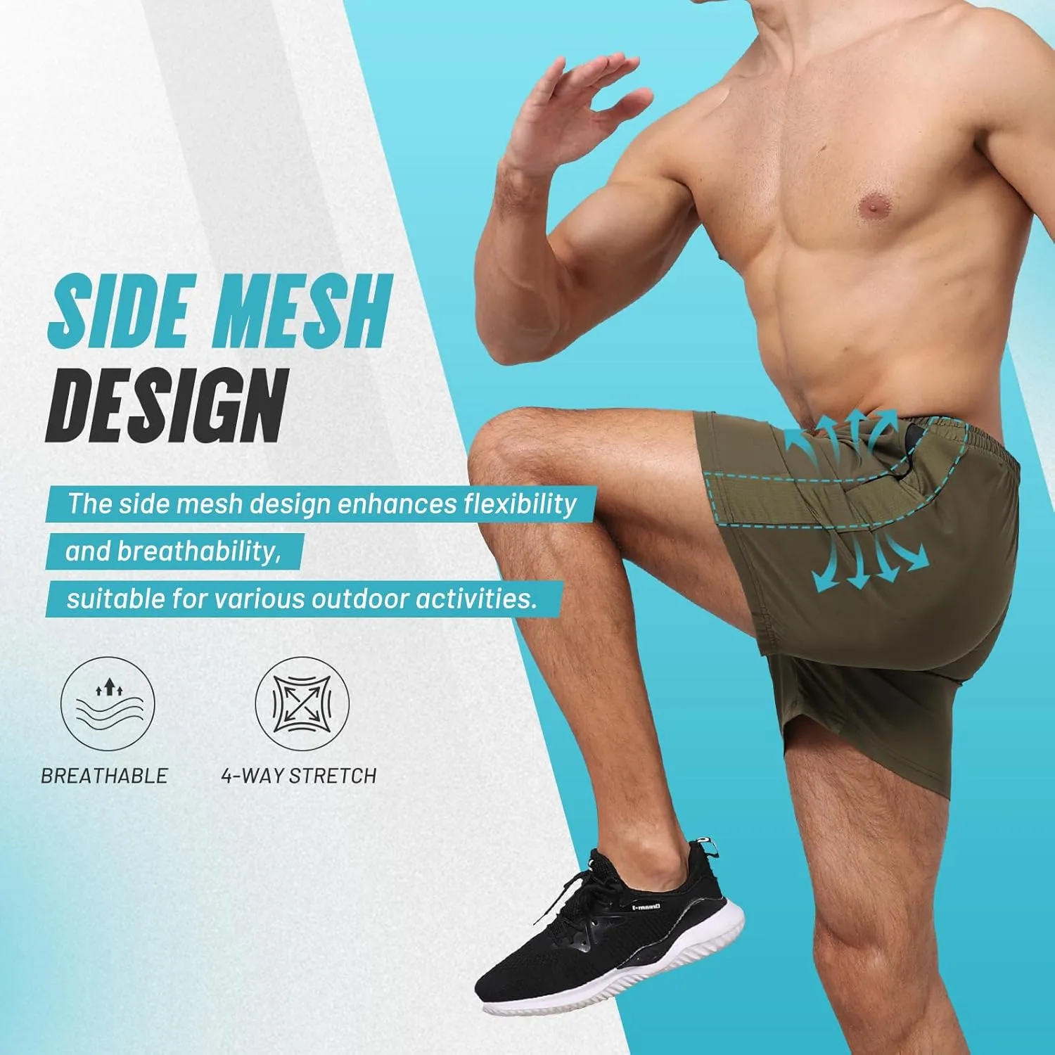 3 Pack Men's Gym Athletic Shorts - 5" Quick Dry Running Workout Shorts with Zipper Pockets for Casual Basketball
