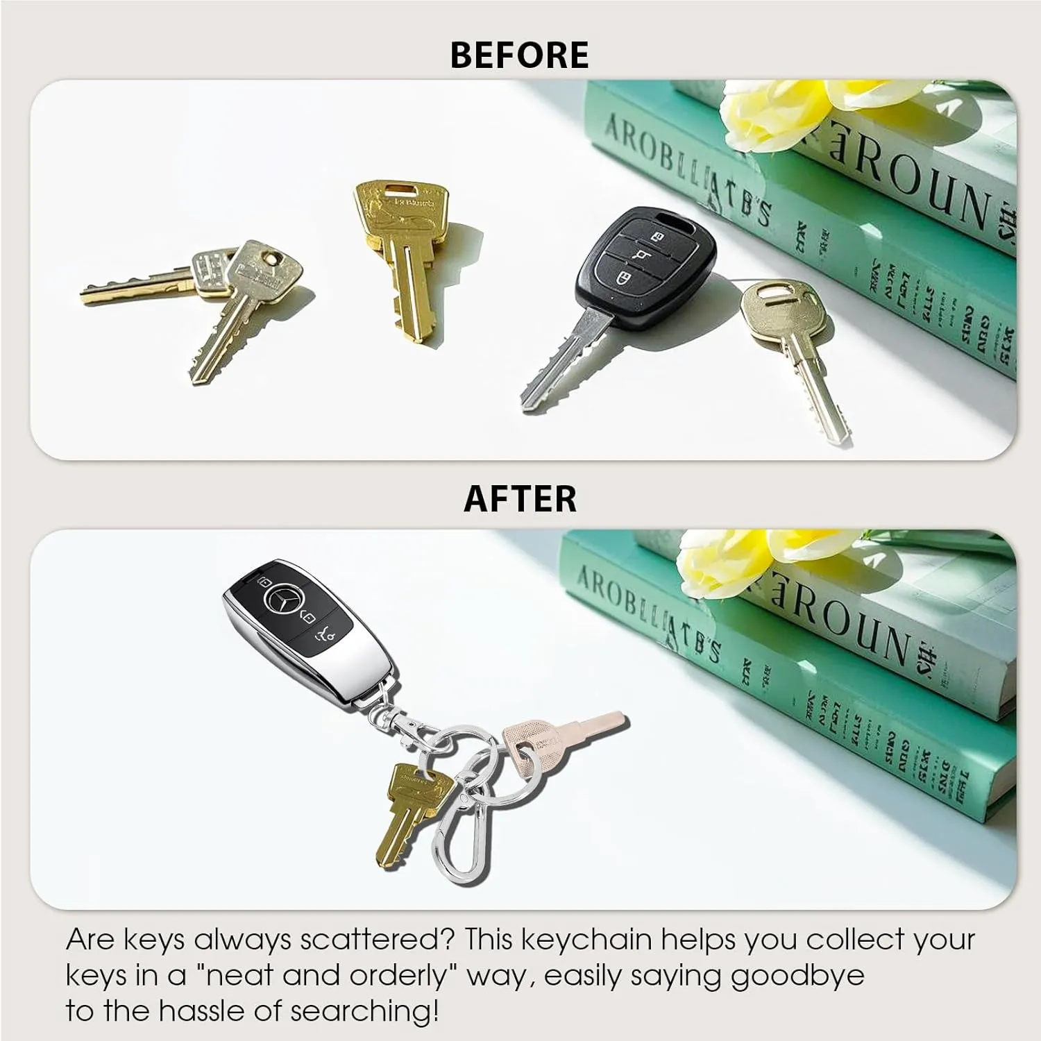 4PCS Versatile Keychains-Secure Carabiner Clips Durable Key Rings Easy Access to Your Home and Car Keys