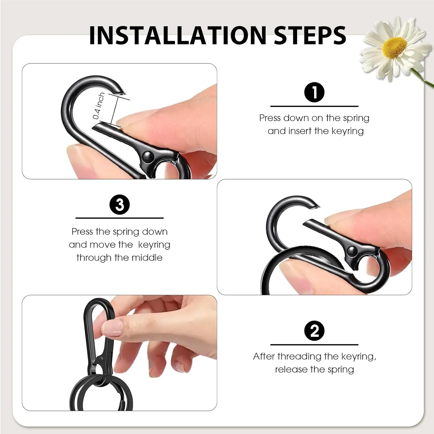 4PCS Versatile Keychains-Secure Carabiner Clips Durable Key Rings Easy Access to Your Home and Car Keys