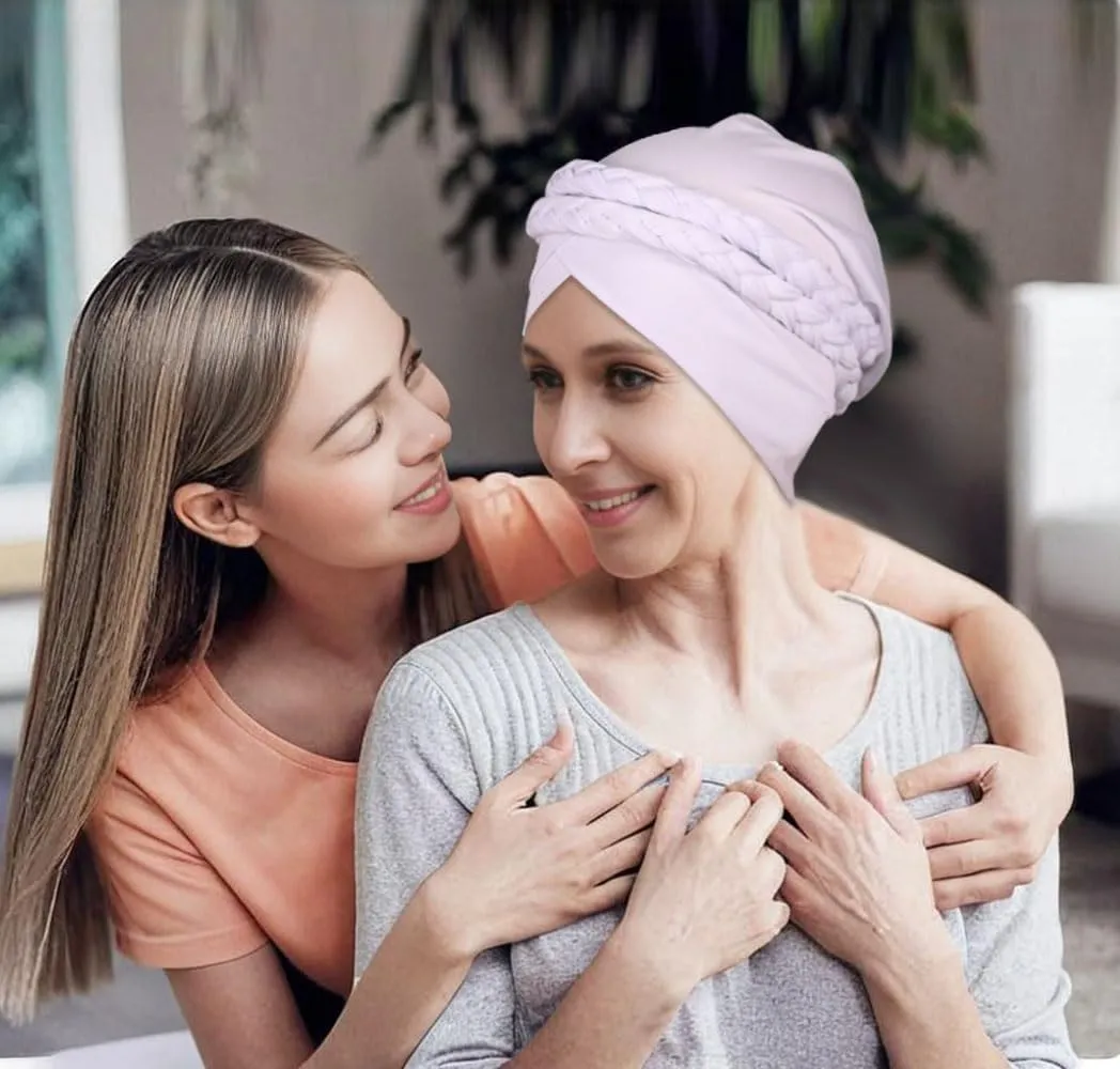 African Women Turban Caps Beanie Twist Headscarf Pre Tied Double Braid Headwrap Hat