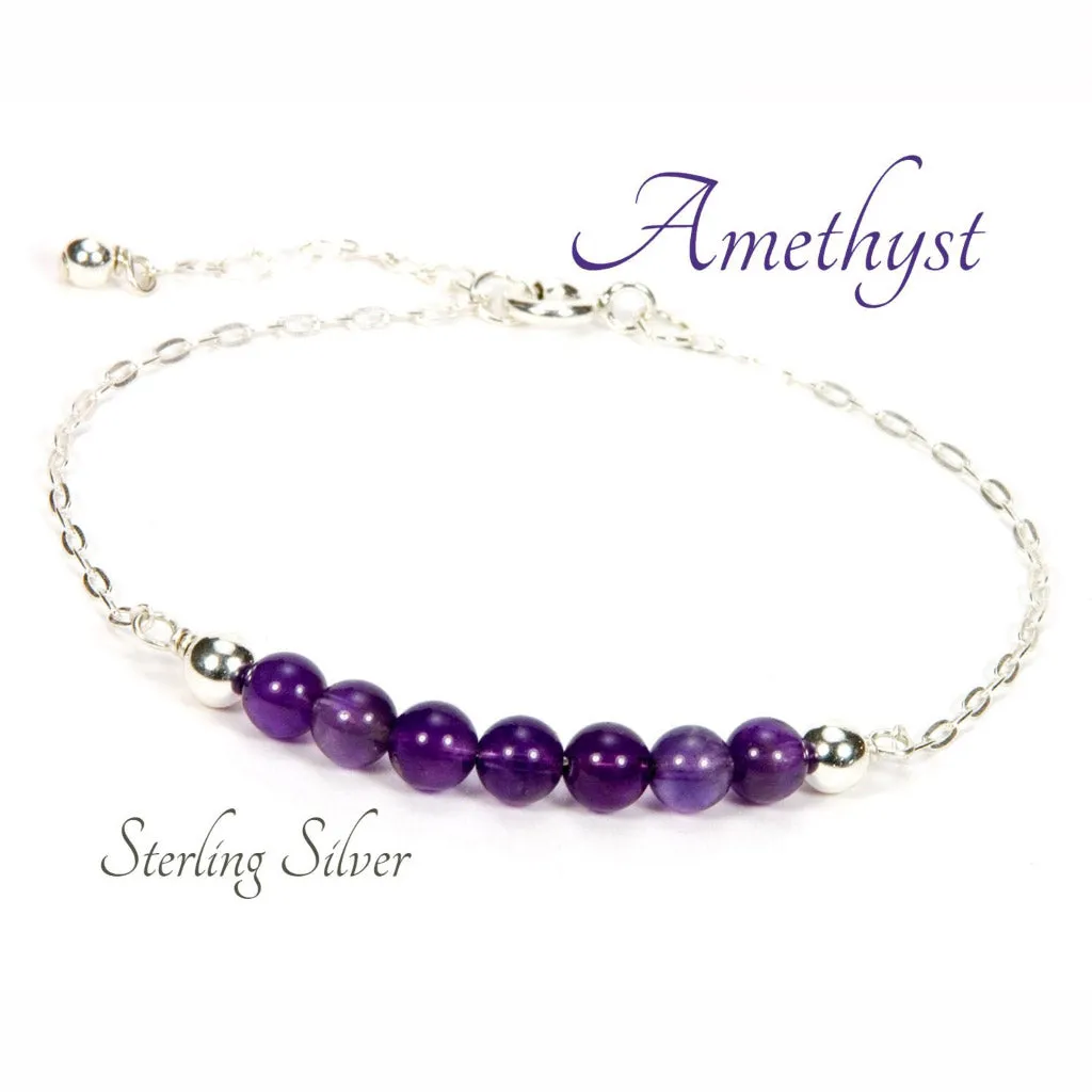 Amethyst Gemstone Sterling Silver Bracelet