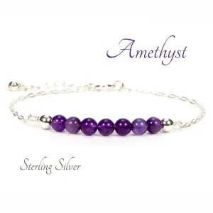 Amethyst Gemstone Sterling Silver Bracelet