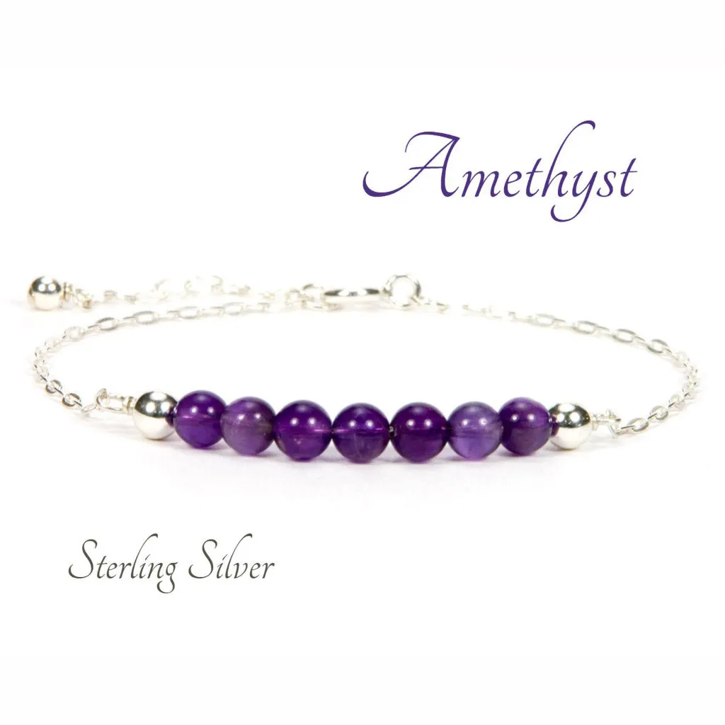Amethyst Gemstone Sterling Silver Bracelet