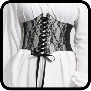 Asooll Vintage Lace Corset Belt Wide Elastic Waist Belt Party Club Prom Clothing Waist Corset for Women and Girls