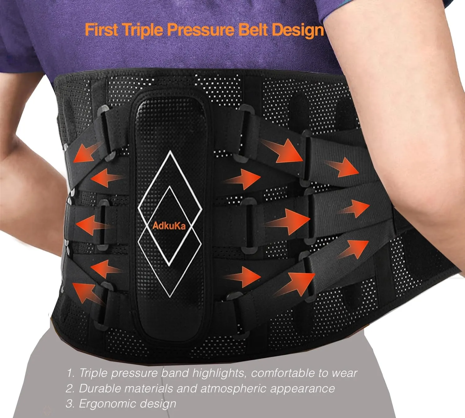 Back Brace for Lower Back Pain Relief, Three-Adjustable Elastic System, 7X Lumbar Support Belt for Men/Women, Ergonomic and Breathable Lumbar Pad for Herniated Disc, Sciatica (XX-Large)