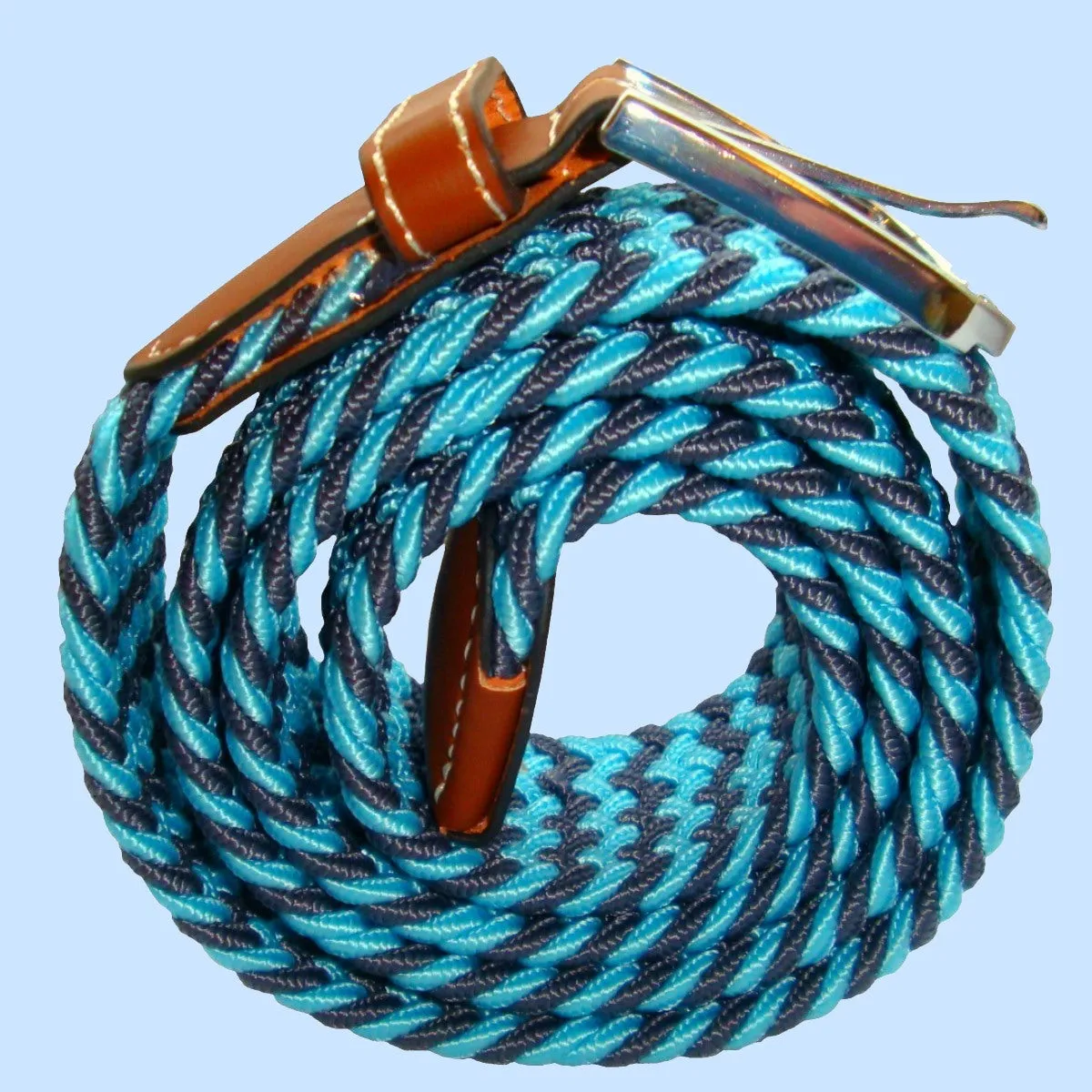 Bassin and Brown Stripe Elasticated Woven Belt - Blue and Grey