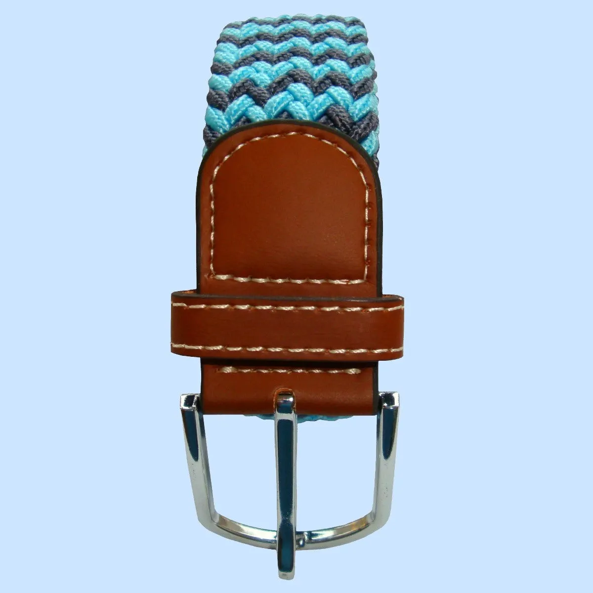 Bassin and Brown Stripe Elasticated Woven Belt - Blue and Grey