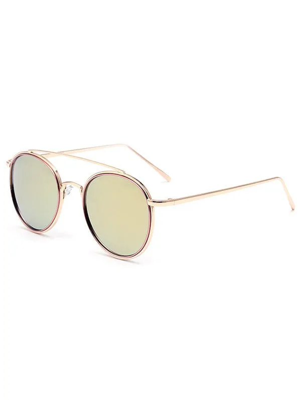 Beautiful Crossbar Pink Mirrored Sunglasses