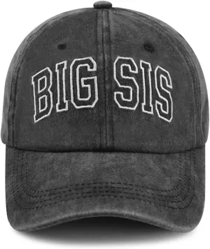 Big Sis Hats for Girls, Funny Adjustable Cotton Embroidered Kids Baseball Cap
