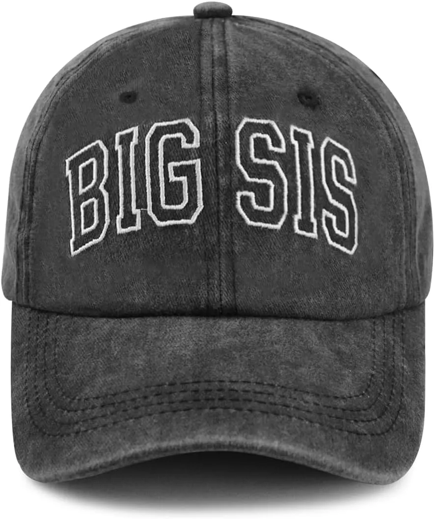 Big Sis Hats for Girls, Funny Adjustable Cotton Embroidered Kids Baseball Cap