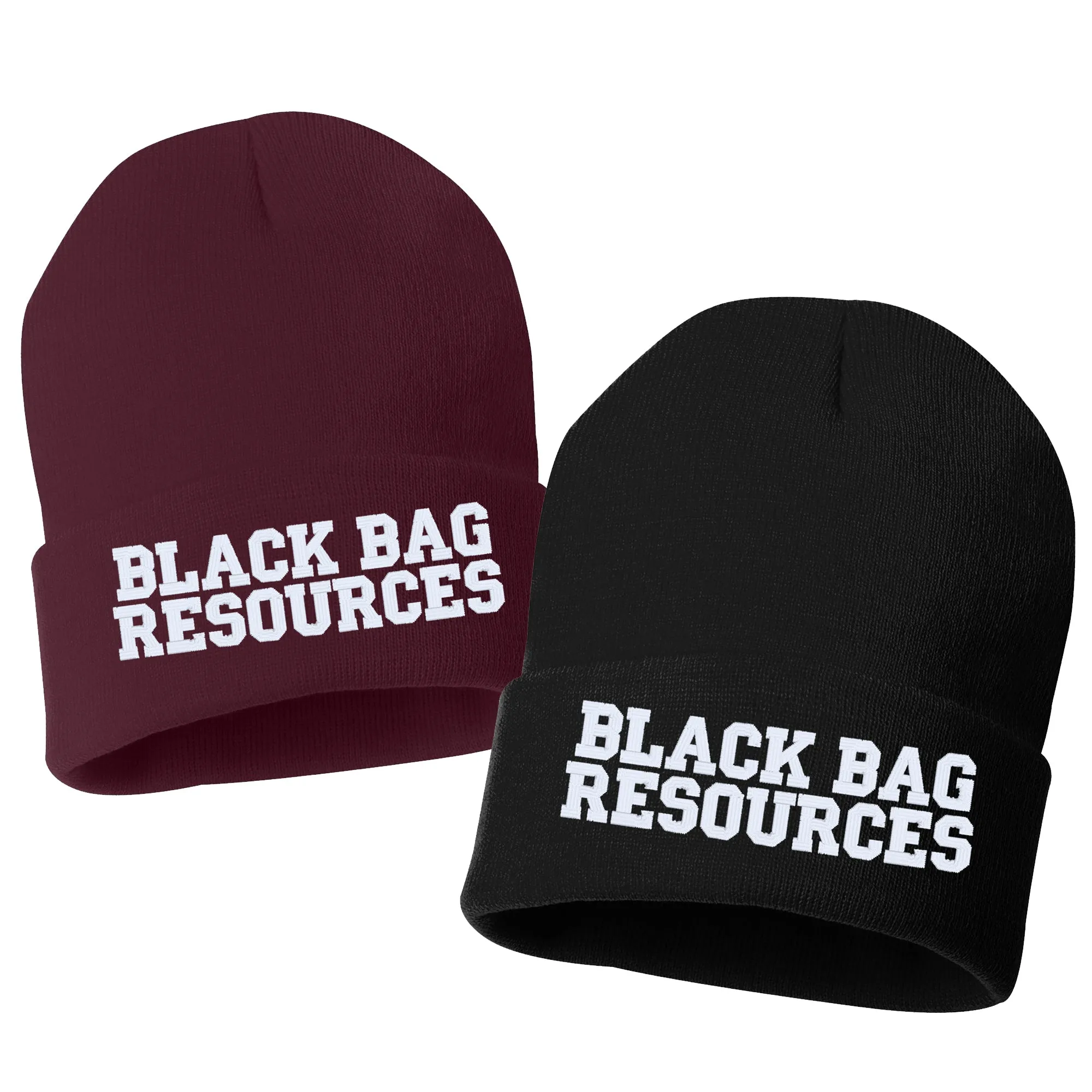 BLACK BAG RESOURCES Embroidered Cuffed Beanie Hat