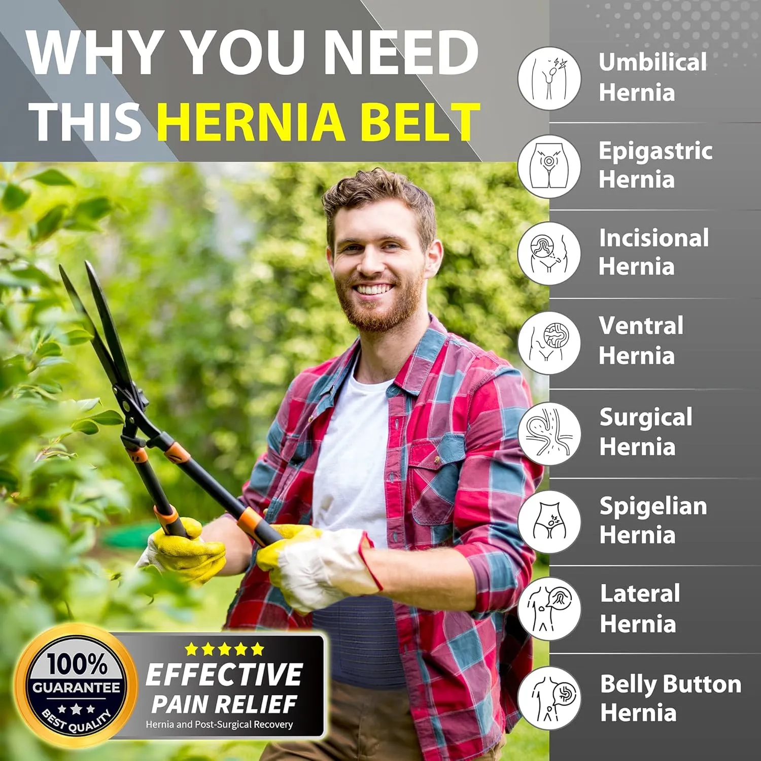 BLITZU Umbilical Hernia Belt for Men & Women, Abdominal Binder Adjustable Truss Support with 2 Compression Pads for Naval, Ventral, Incisional, Epigastric, Belly Button Hernias, Pre Post Surgery L-XL