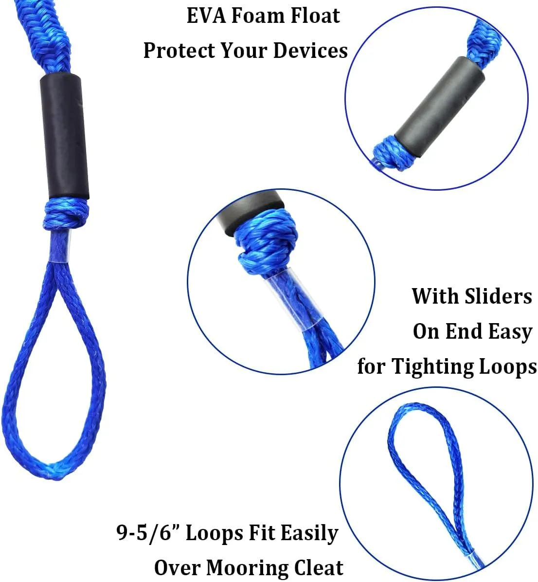 Boat Bungee Dock Line - Mooring Rope, Marine Anchor Line for Docking Pontoon, Seadoo, Bass Boat, Jet Ski, Kayak, Watercraft, WaveRunner - 4-5.5FT (Blue)