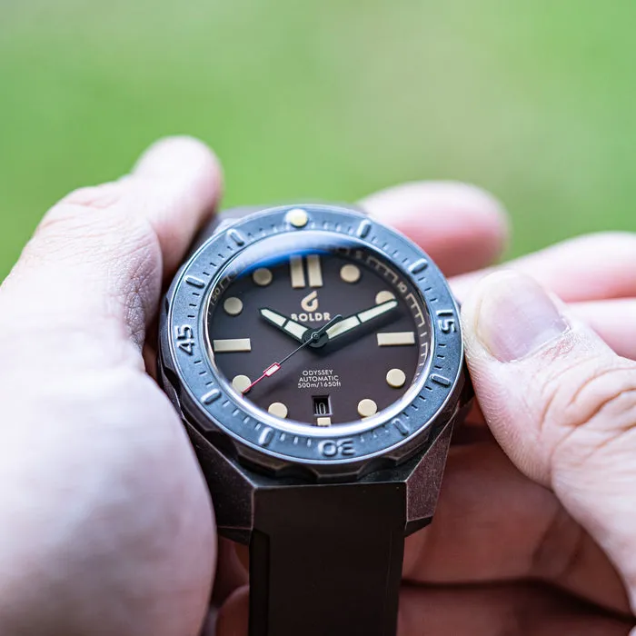 Boldr Watch Odyssey Lumicast Aged Steel Coral Brown Limited Edition D