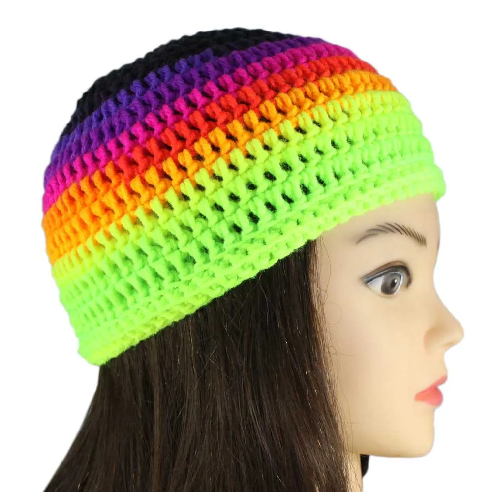 Bright Neon Crochet Beanie Hat Small/Medium - JMCH28SM