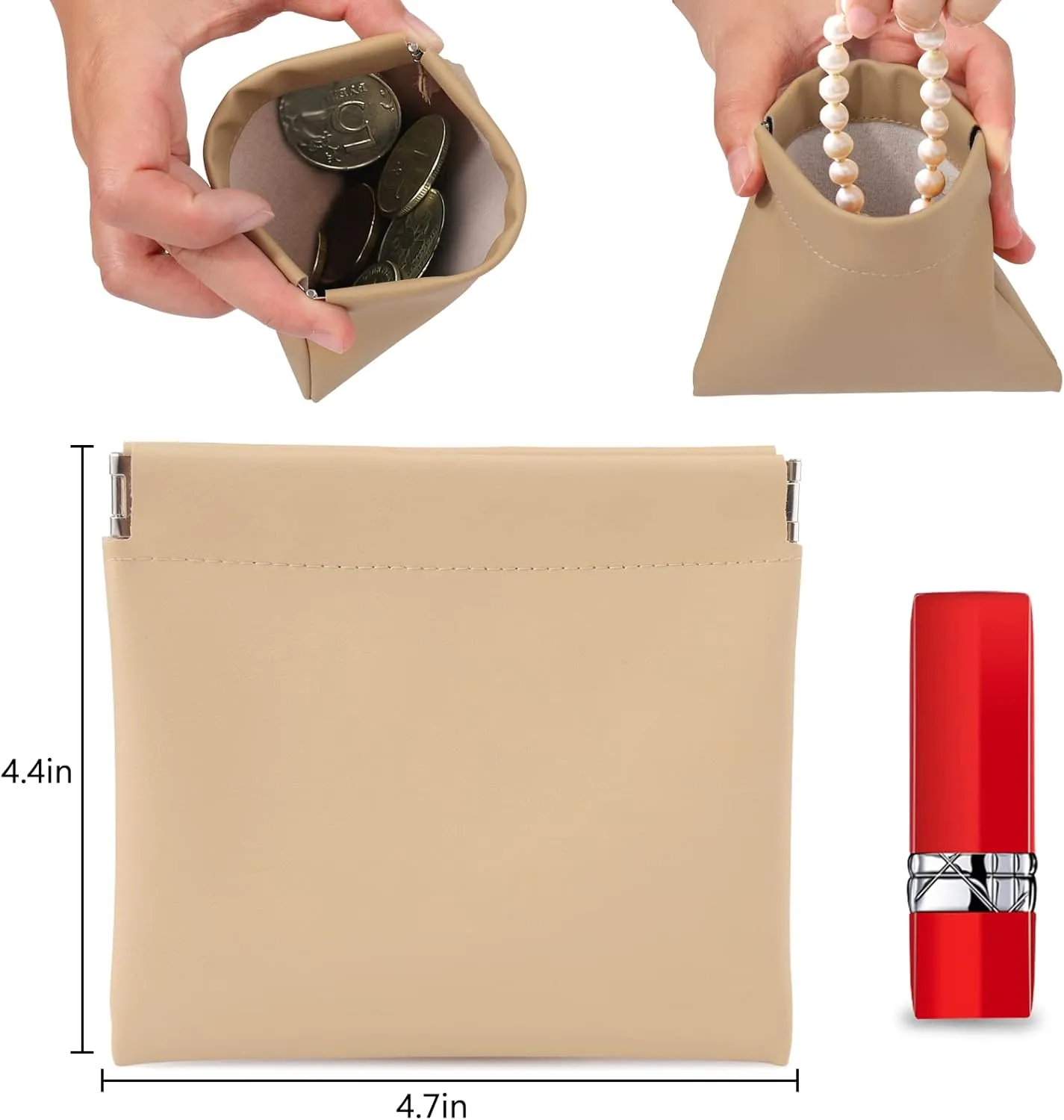BUSOHA 4 PCS Small Makeup Bag for Purse, Mini Portable Cosmetic Bags for Women, Coin Purse Lipstick Cosmetic Accessories Organizer, Small Travel Kit Storage Pouch