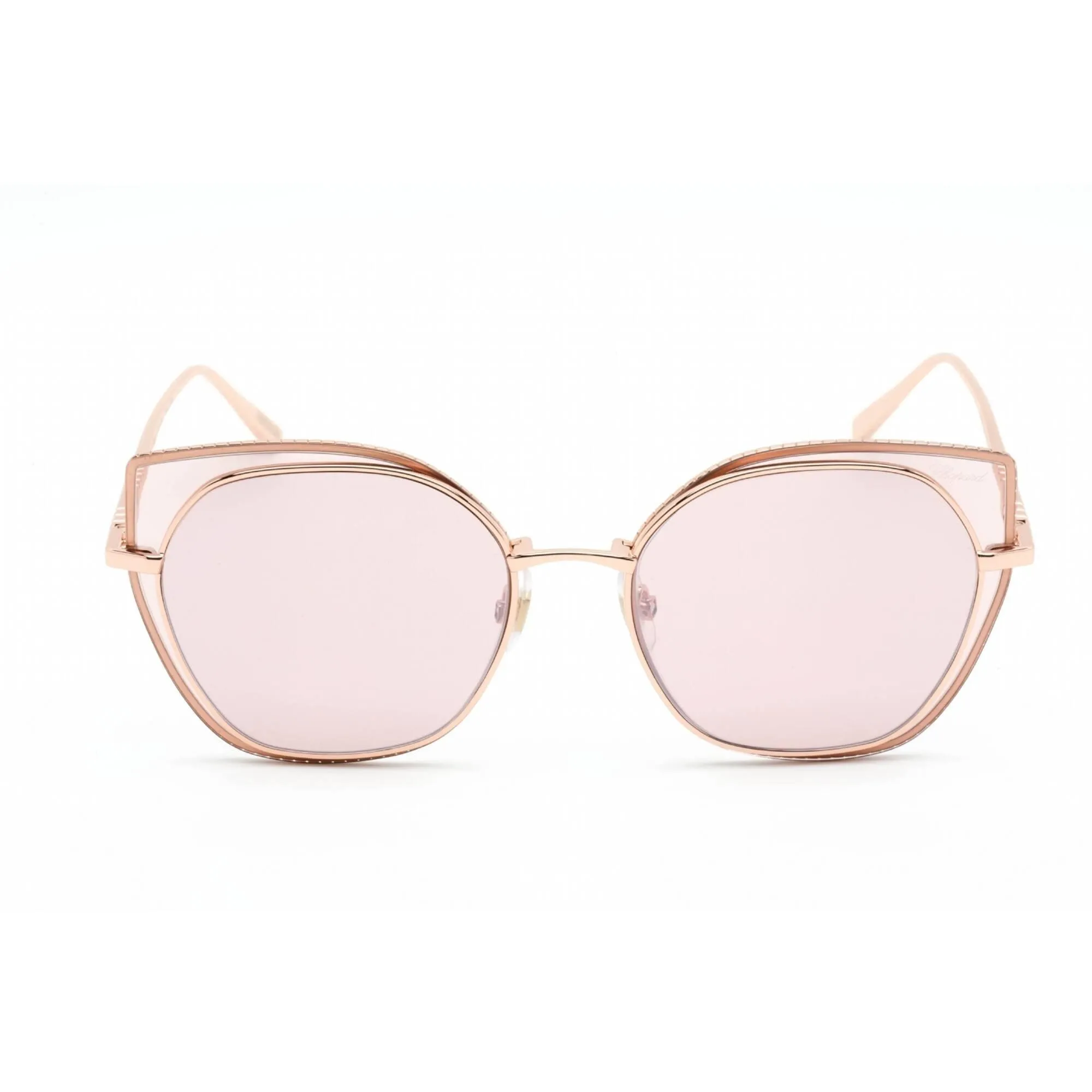 Chopard Men's Sunglasses - Polished Copper Gold Metal Cat Eye Frame | SCHF74M 8FCX
