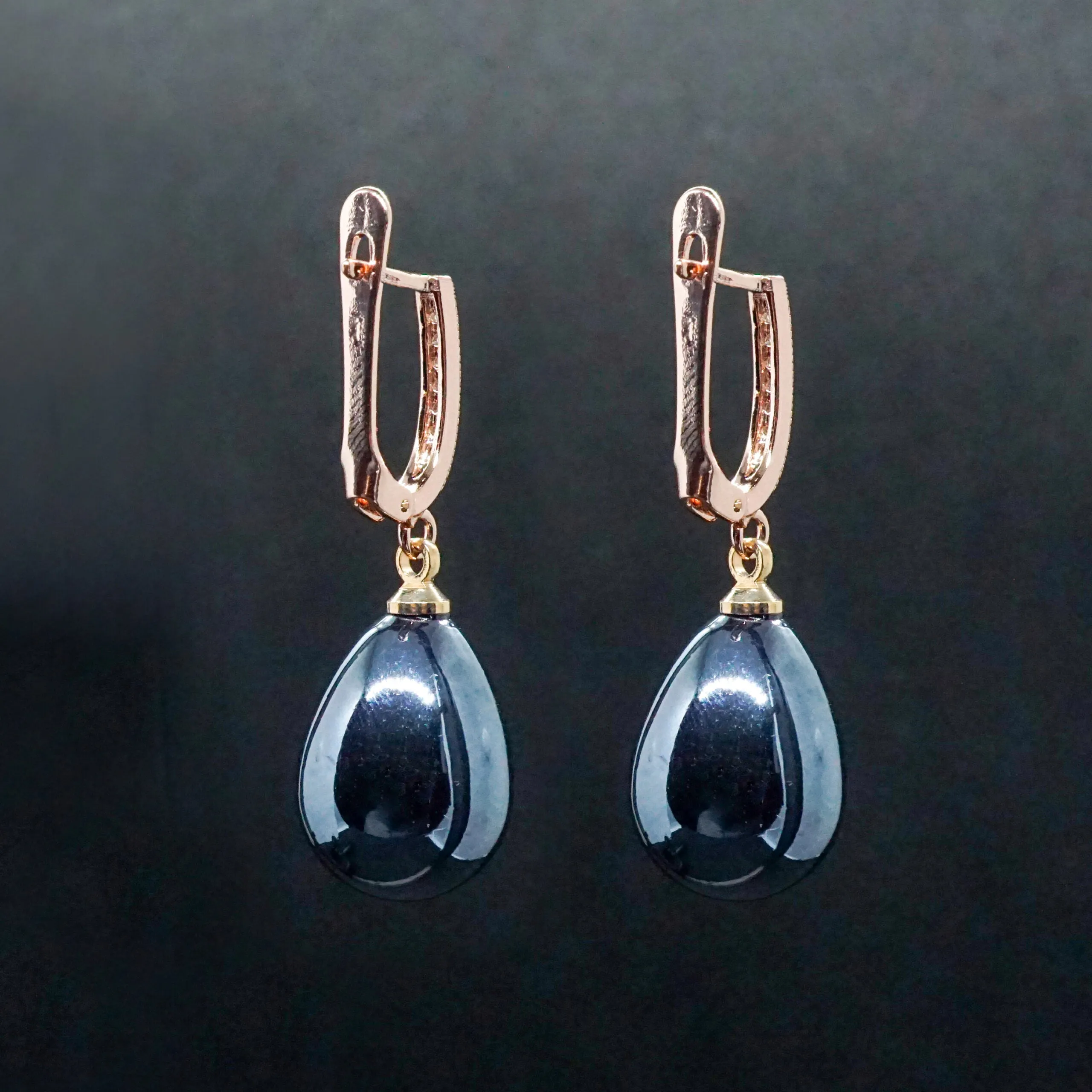Claire X - Rose Gold Pearl Crystal Drop Earrings