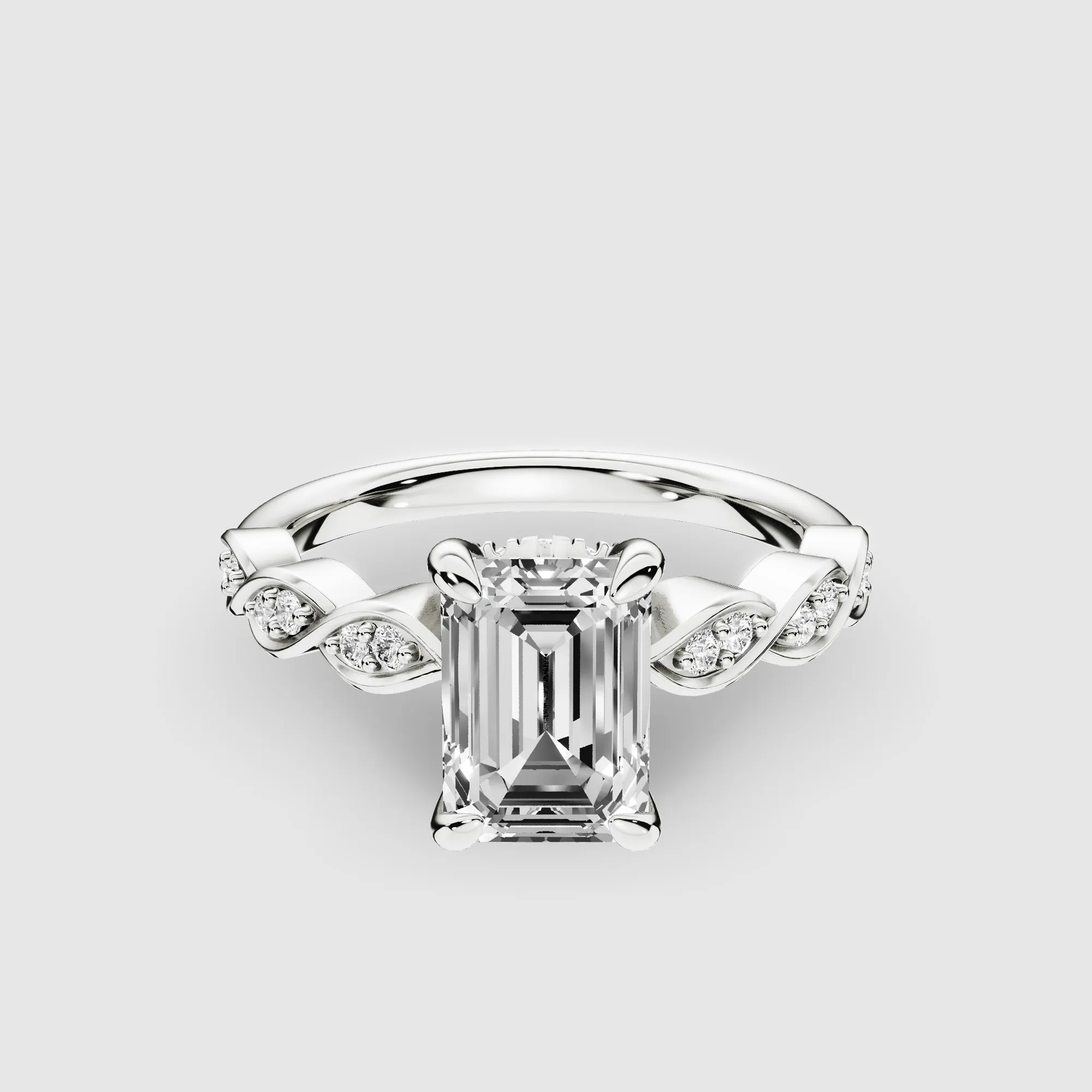 Classic Halo Solitaire Ring-Emerald Cut
